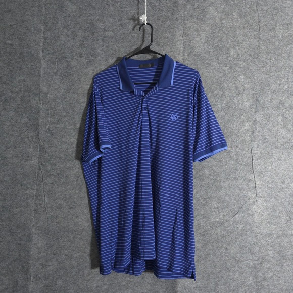 G/Fore Mens Striped Golf Polo Shirt Blue Size Large Athletic Casual Performances - Picture 1 of 10